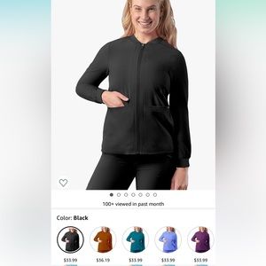 Adar Addition Black Zippered Bomber Scrub Jacket Medium